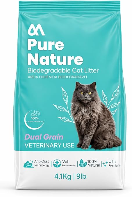 Manzz Pure Nature Cassava Cat Litter – Natural, Clumping & Odor Control, 4.5kg (9.9 lb)