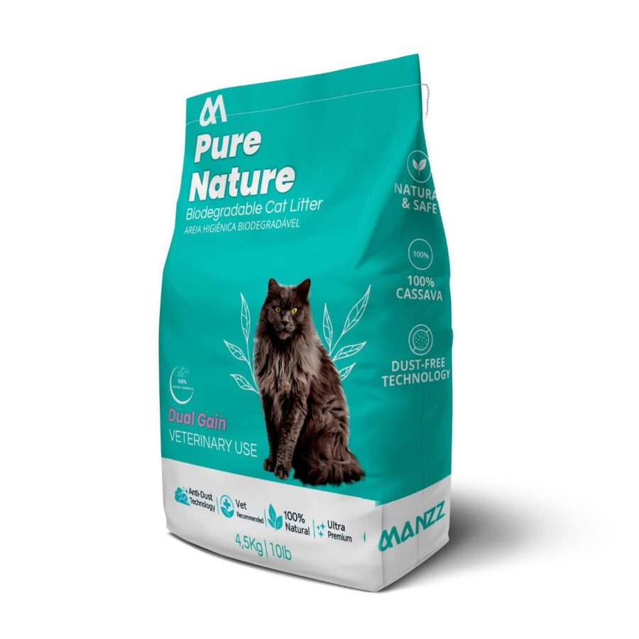 Manzz Pure Nature Cassava Cat Litter – Natural, Clumping & Odor Control, 4.5kg (9.9 lb)